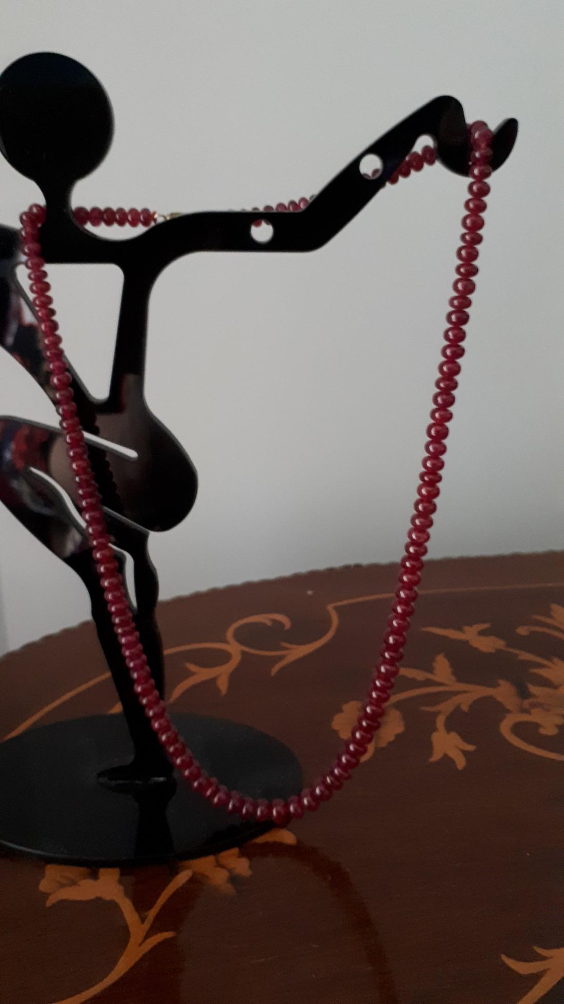 Vintage Natural Ruby Stone Beads Necklace , Gold Claps (1 of 3)