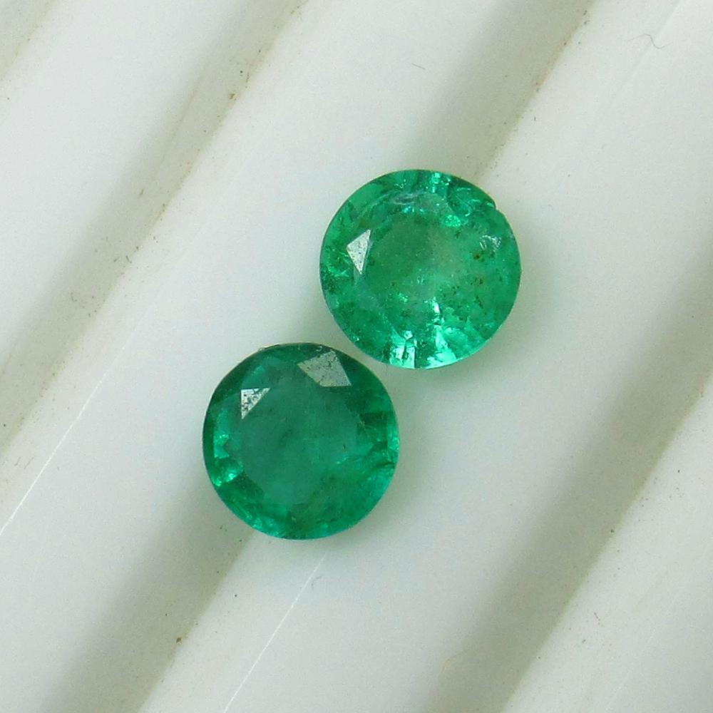 1.92 Ct Natural Zambian Emerald Round Pair (1 of 2)
