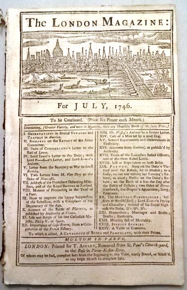 1746 London Magazine Scot Rebellion America (1 of 4)