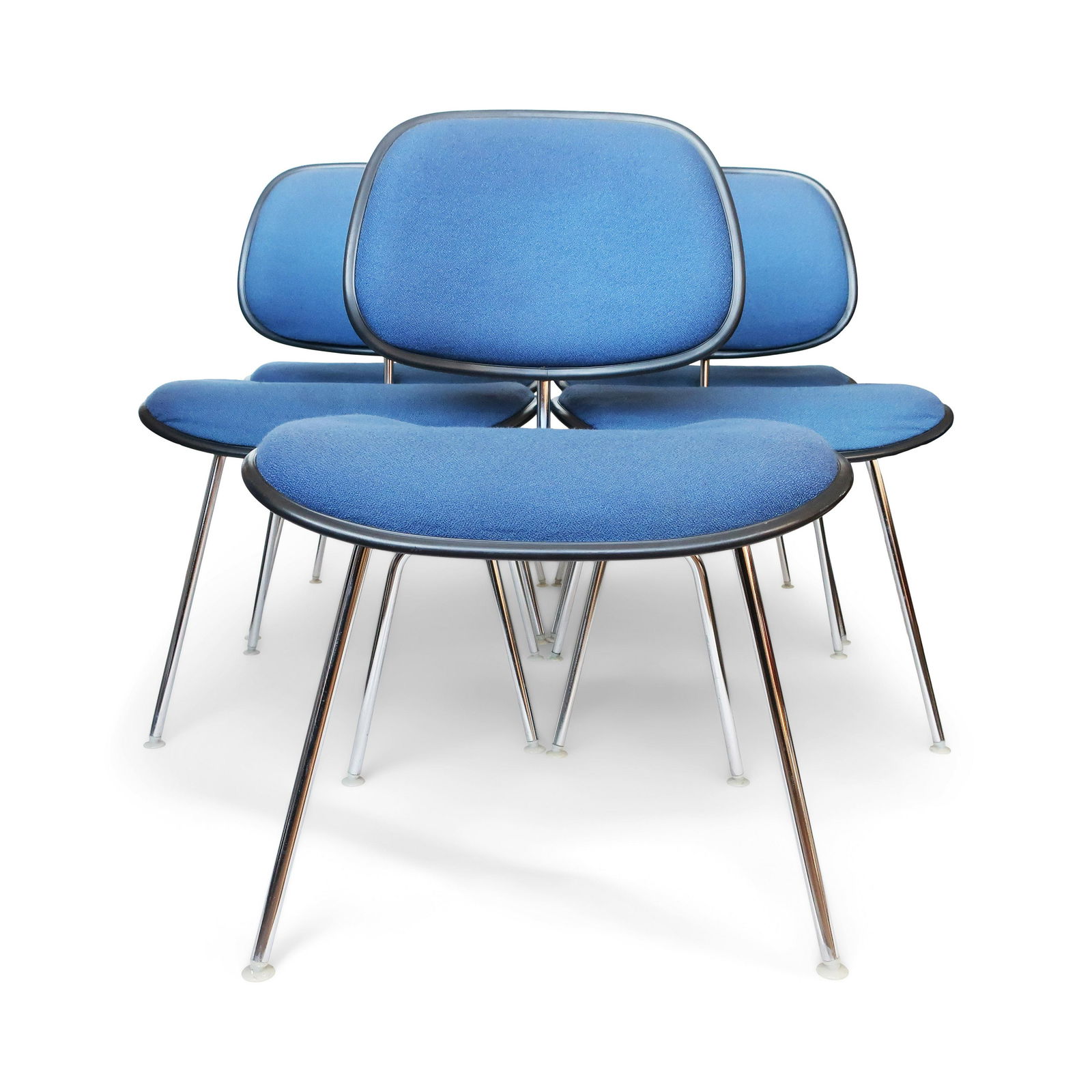 Set of 5 Vintage Blue DCM Chairs by Eames for Herman (1 of 10)