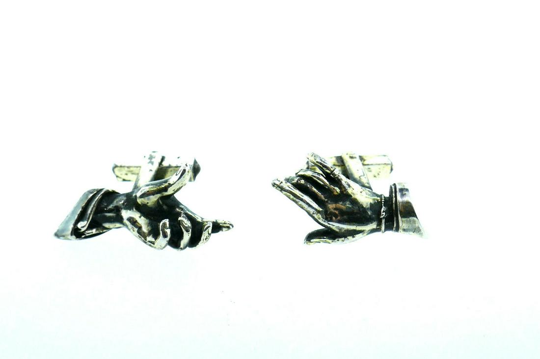 Vintage Sterling Silver Hand Cufflinks Figural (1 of 3)