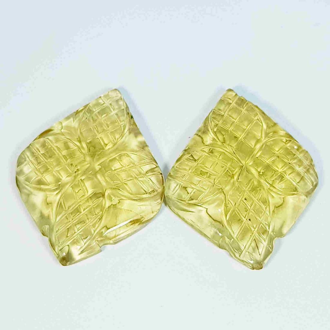 Pair 36.06 Ct Natural Fluorite Fancy Flower Cut (1 of 5)