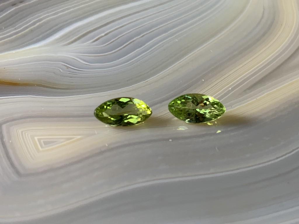 Peridot Oval Pair 1.2 Carats Loose Gemstones: No Reserve! Title: Peridot Oval Pair 1.2 Carats Loose Gemstones Additional Information: Peridot Oval Pair 1.2 Carats Loose Gemstones Dimensions: 7mmx3mm Shipping: Domestic: Flat-rate of $7.00 to anywh