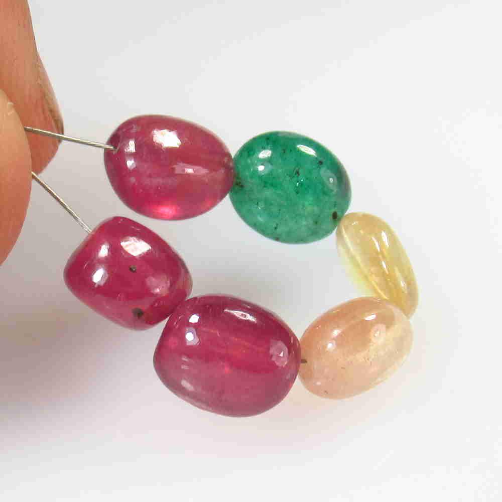 23.79 Ctw Natural 6 Ruby Emerald Sapphire Beads (1 of 2)