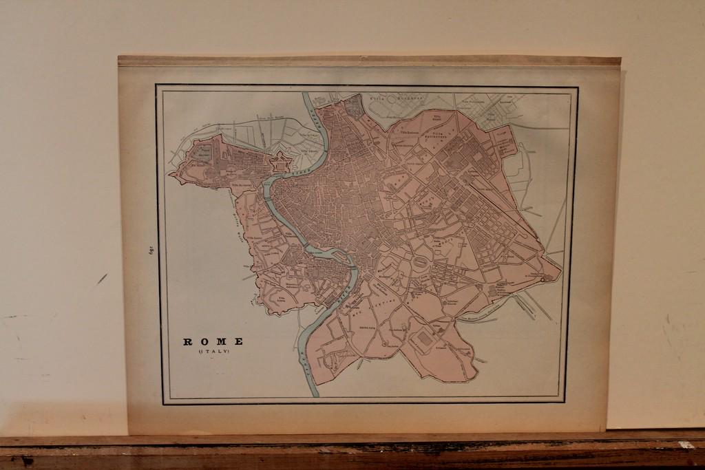 1893 Map of Rome: Author: Cram Title: 1893 Map of Rome Medium: Ink on Paper Dimensions: 14.5"X11.5" Map of Rome dated 1893. Engraved and published by George Cram in Chicago. Part of his World Atlas. Very detailed. Colo