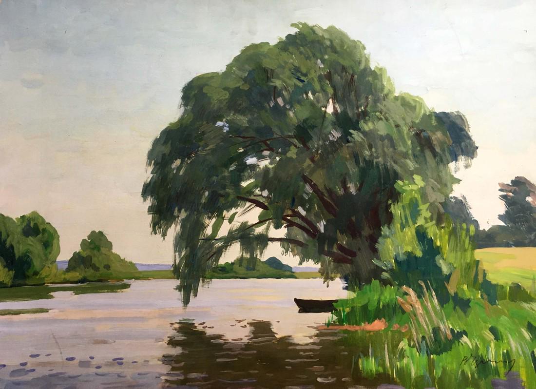 Gouache painting Willow by the lake Chernikov Vladimir (1 of 10)