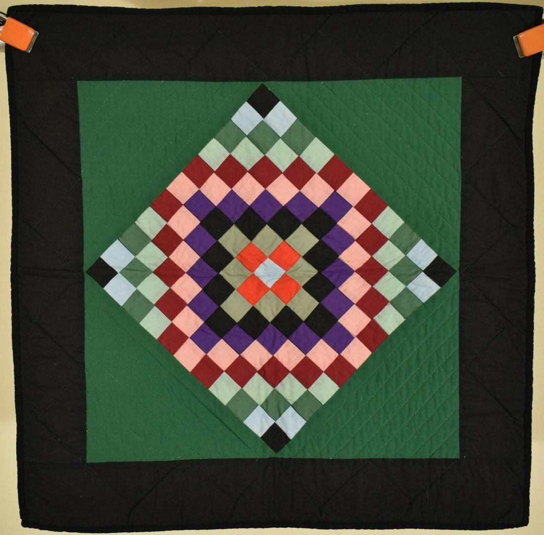 Colorful Amish Diamond in a Square Crib Quilt (1 of 5)