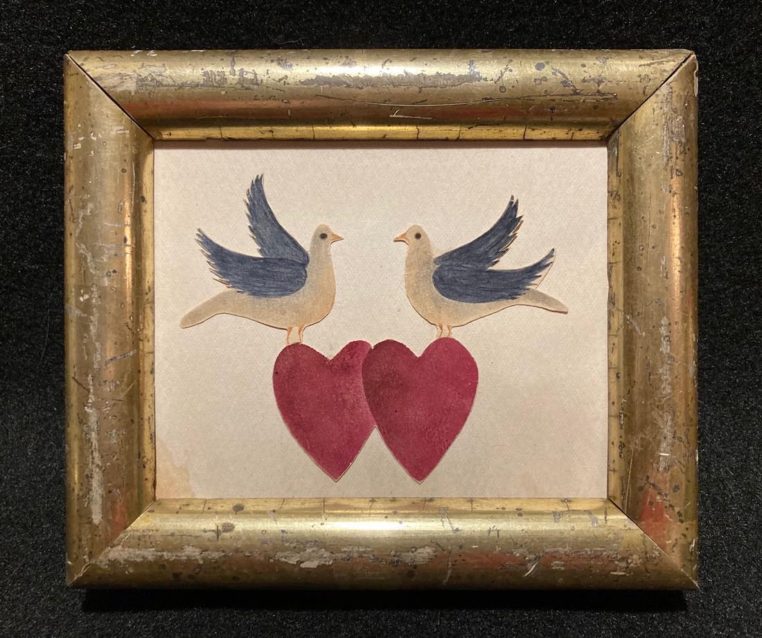 Mid 1800’s Original Cut Paper And Watercolor (1 of 4)