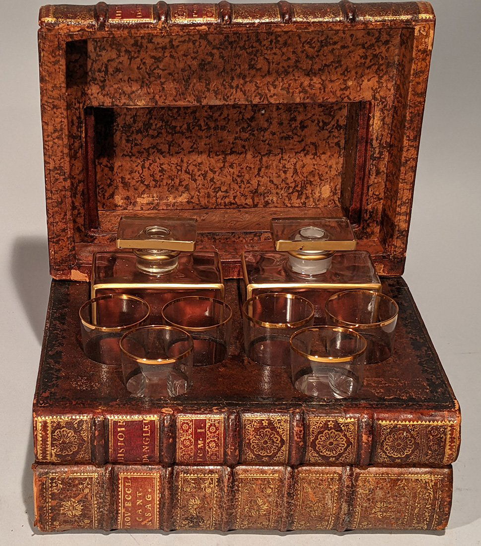 Decanter Box (Tantalus) Shaped As A Book Pile (1 of 7)