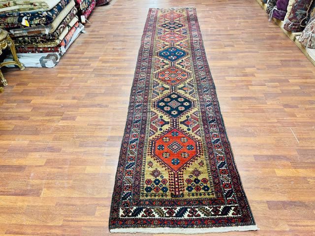 Antique Persian Camel Hair Heriz/ Bakhshayesh: Title: Antique Persian Camel Hair Heriz/ Bakhshayesh Runner-4790 Origin: Persian-iran Material: wool Description: Beautiful antique camel hair Persian Heriz/ Bakhshayesh Runner from northwest persia,