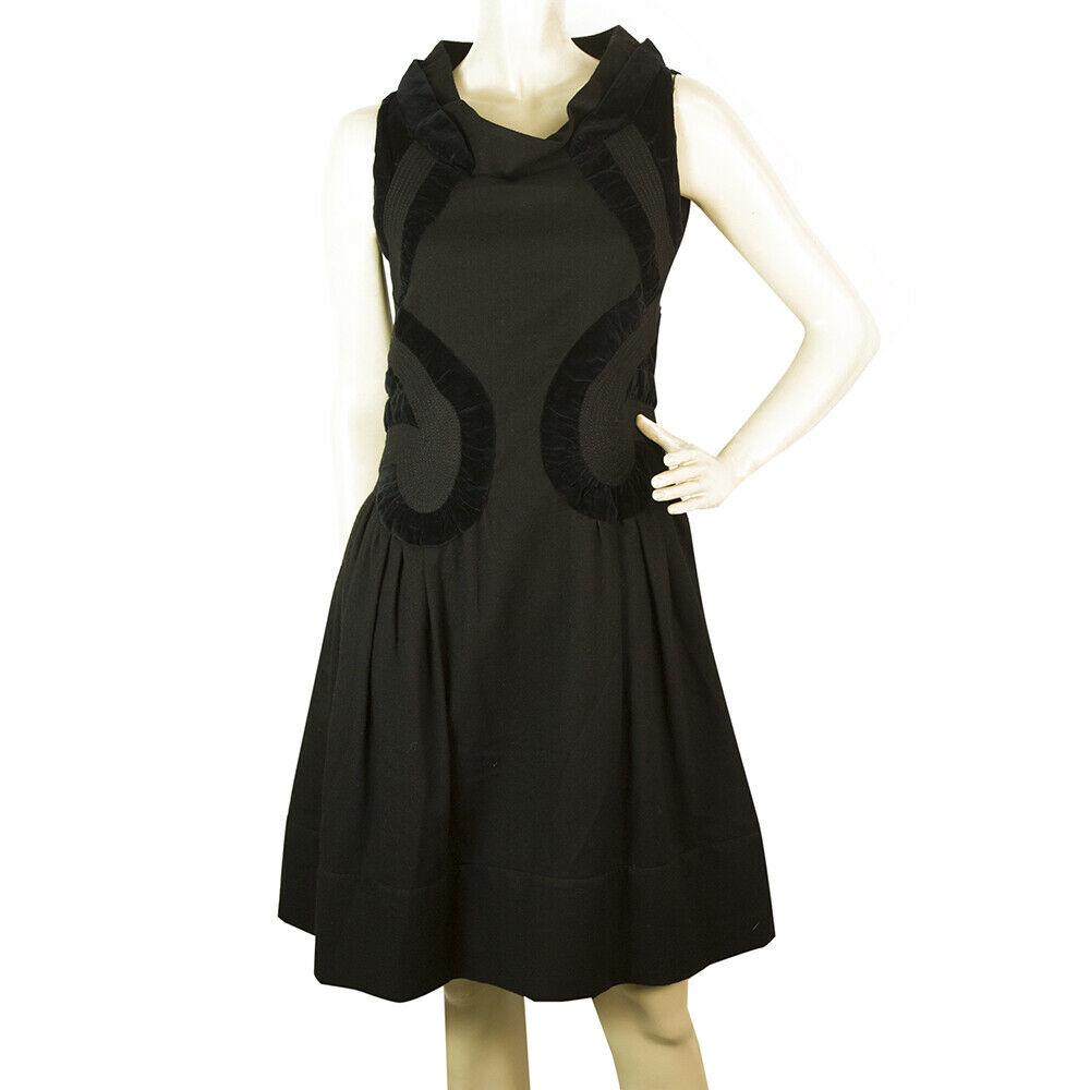 Rue Du Mail Black Wool Sleeveless Knee Length Pleated (1 of 5)