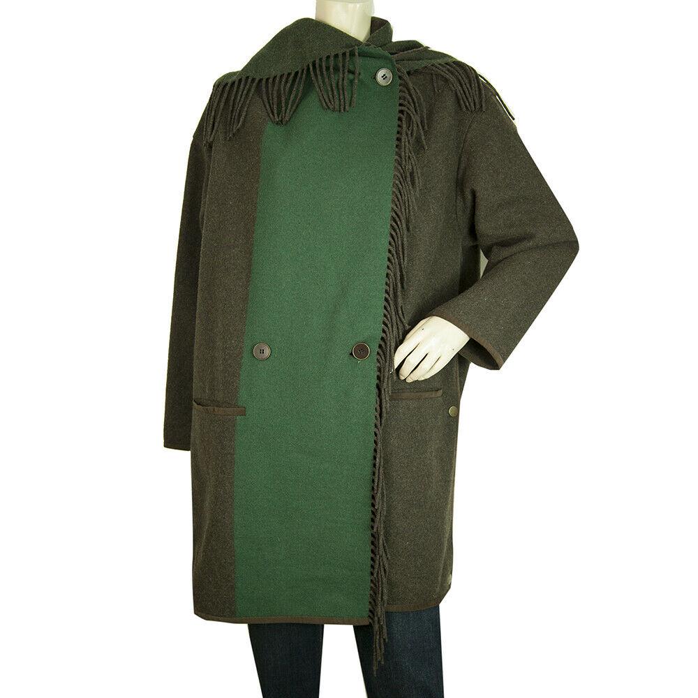 ETRO Brown & Green Woolen Fringes Winter Warm Cardigan: ETRO Brown & Green Woolen Fringes Winter Warm Cardigan Coat Cape sz 38 ETRO presents this boho beauty and so joyful coat, a winter must have in such a luxurious quality!! It features large fringes , l