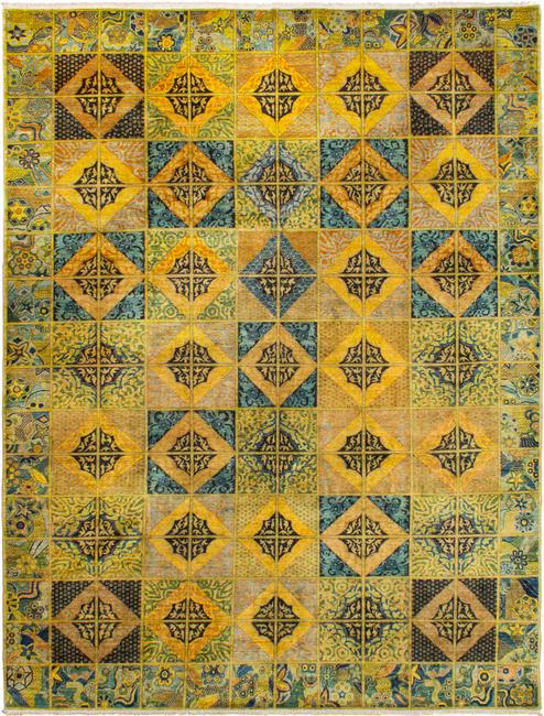 Hand-knotted Peshawar Finest Green, Tan Wool Rug 9'2" x (1 of 4)