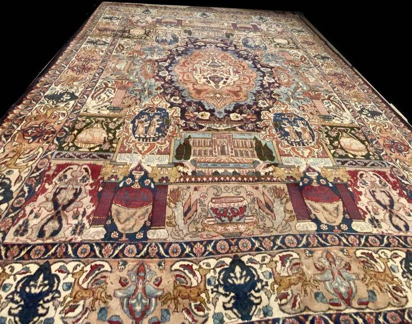 C1940 Signed Turkish Antique Pictorial Archeological: Turkish 1900-1939 10 x 12 Kpsi 140-150 Wool on cotton Price: 1300 Reserve: $1,250.00 Shipping: Domestic: $250.00 to anywhere within the contiguous U.S. International: Foreign shipp