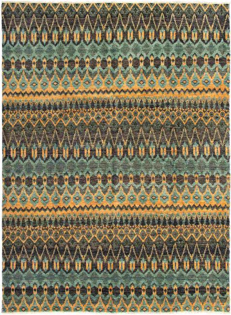 Hand-knotted Shalimar Light Brown, Turquoise Wool Rug (1 of 4)