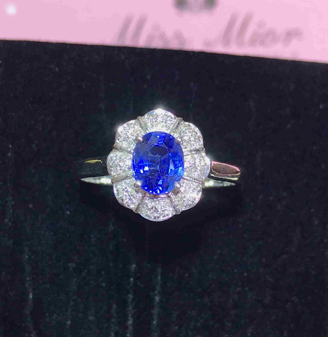 18K White Gold 1.01ct Sapphire & diamond Ring (1 of 4)