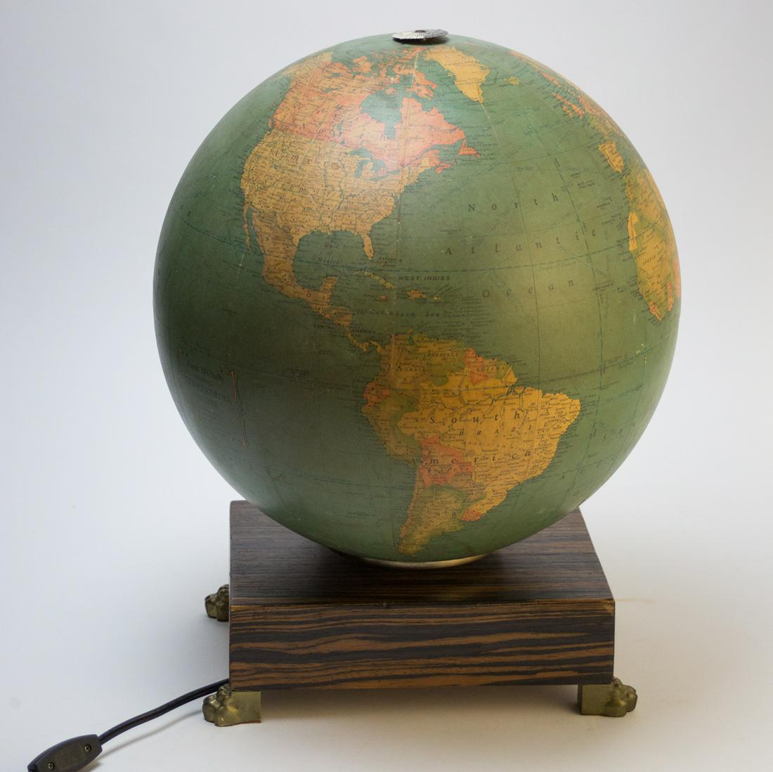 16" TERRESTRIAL ANTIQUE LIGHTED GLOBE RAND MC NALLY (1 of 8)
