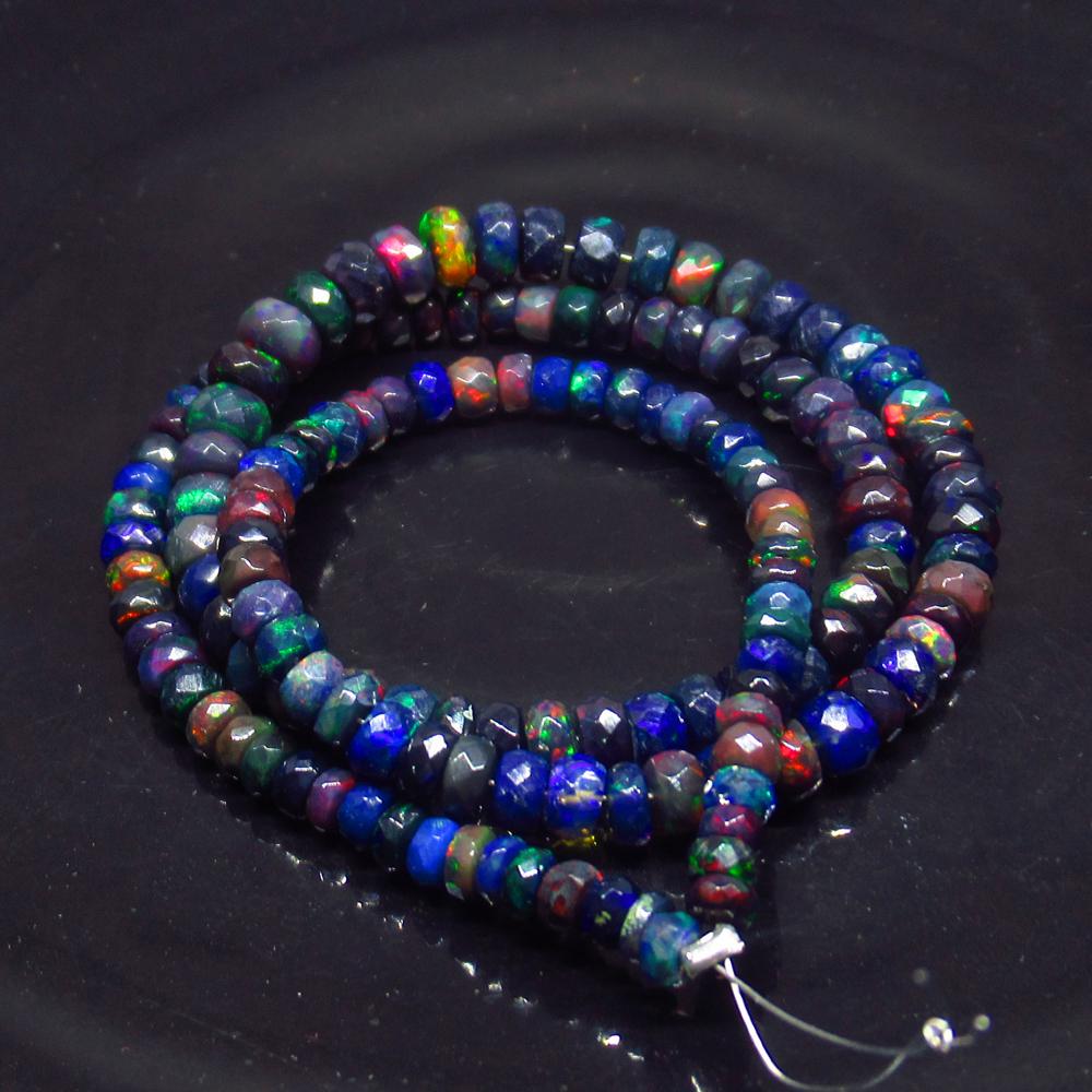 44.07 Ct Natural 140 Drilled Faceted Black Opal Beads (1 of 3)