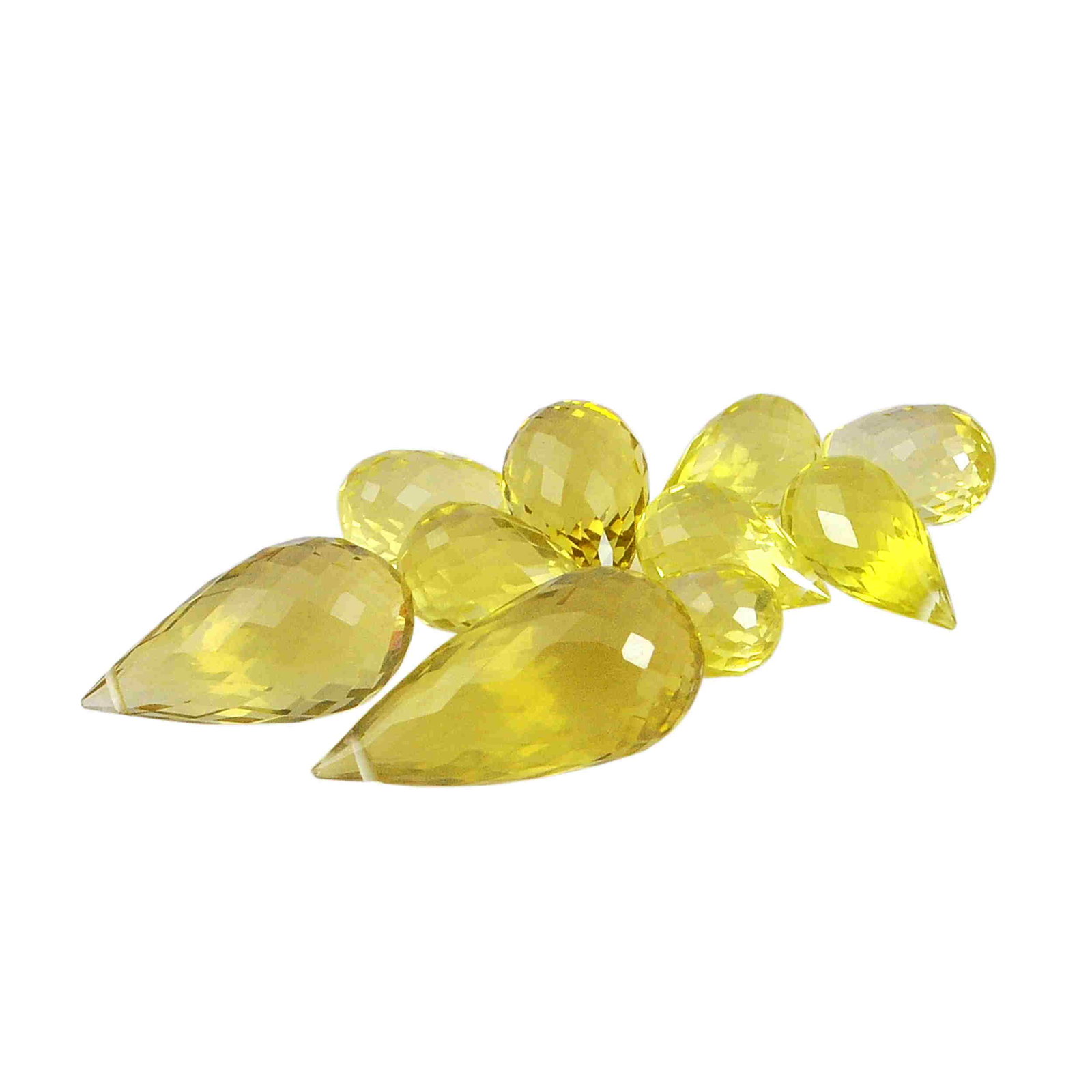 44.65 Carat Yellow Color Natural Drops Lemon Quartz: Title: 44.65 Carat Yellow Color Natural Drops Lemon Quartz Loose Gemstone 10 Pieces Gemstones: Lemon Quartz Carat Weights: 44.65 Size/Dimensions: May Vary Reserve: $31.00 Shipping: Domestic: Flat-rate