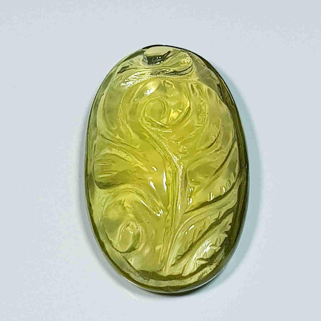 39.48 ct Natural Green Golden Quartz Oval Flower (1 of 6)