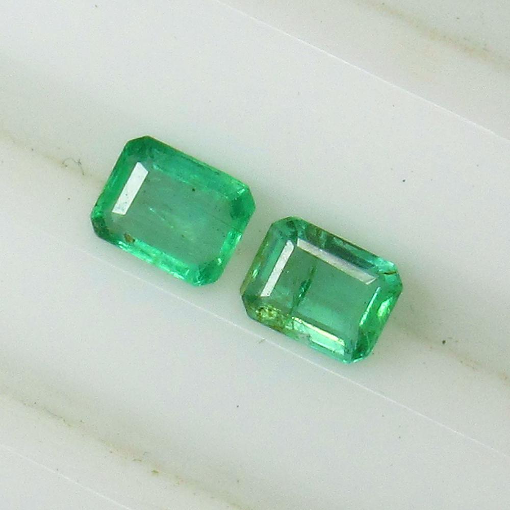 0.85 Ct Natural Zambian Emerald Octagon Pair (1 of 2)