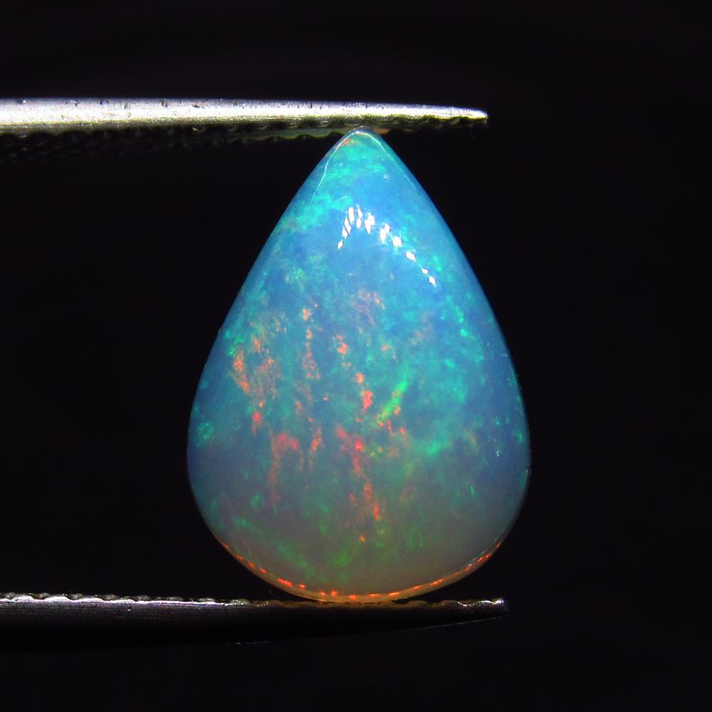 2.55 Ct Natural Ethiopian Multicolor Fire Opal Pear Cab (1 of 3)