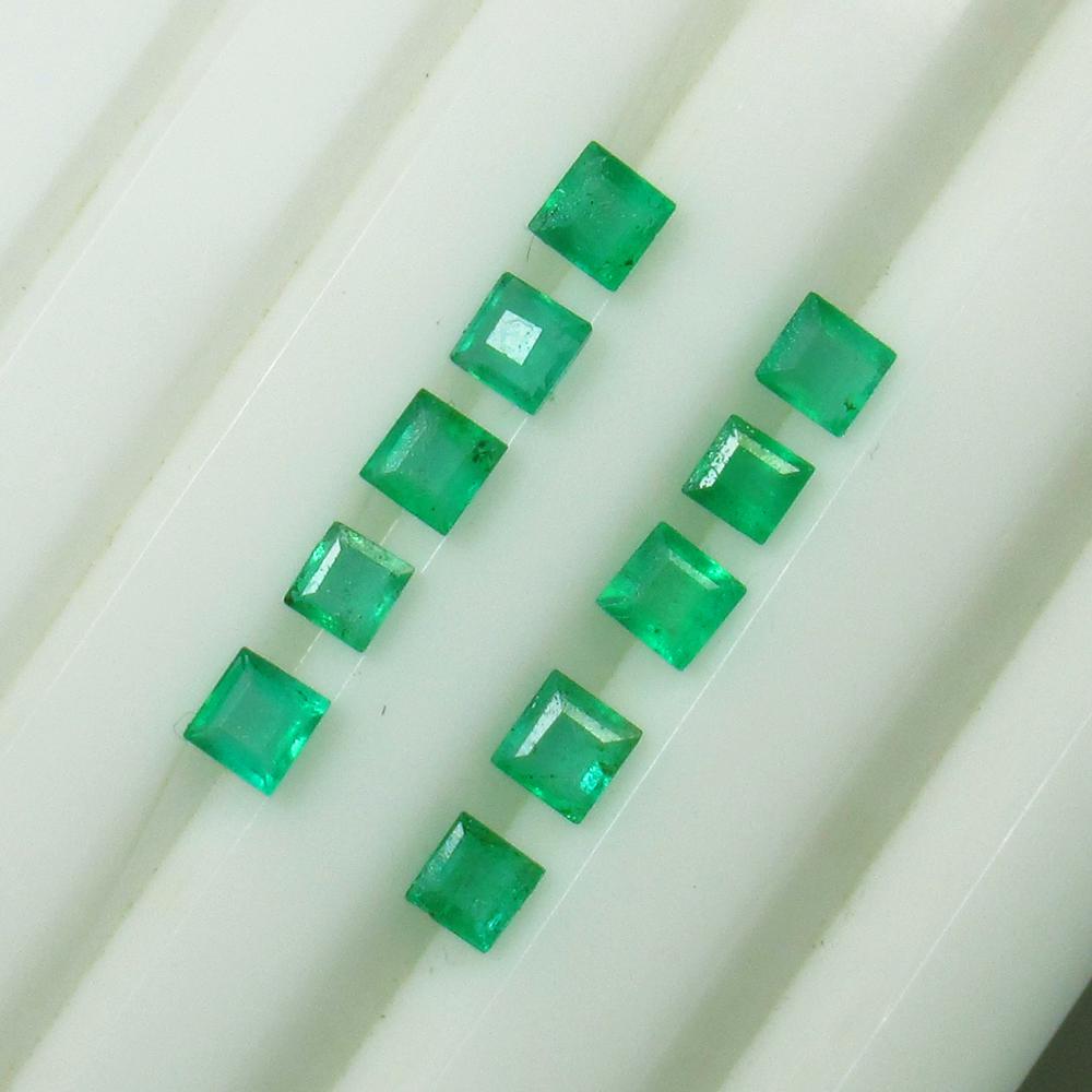 1.98 Ct Natural 10 Zambian Emerald Square Set (1 of 2)