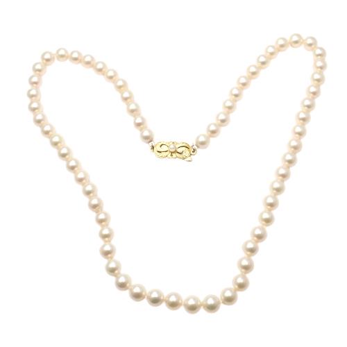 Mikimoto 18k Yellow Gold Classic 6.5mm Pearl Necklace: Mikimoto 18k Yellow Gold Classic 6.5mm Pearl Necklace 18" About This Piece: Metal: 18k Yellow Gold Pearl Size: 6.5mm Weight: 27.7g Length: 18" Hallmarks: Mikimoto Logo 750 T2525mdhd Reserve: <