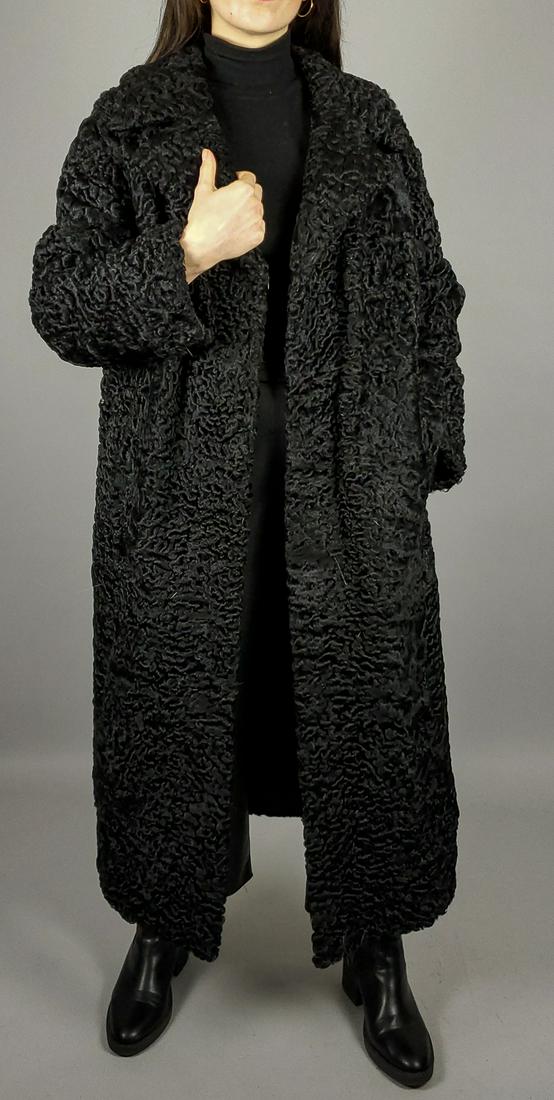 Black Curly Persian Lamb Fur Coat Size L (1 of 10)