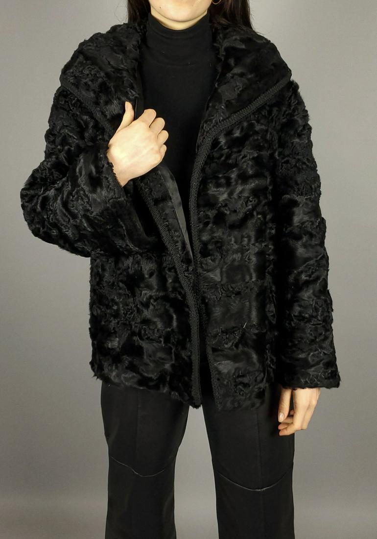 Black Broadtail Persian Fur Coat Size L (1 of 9)
