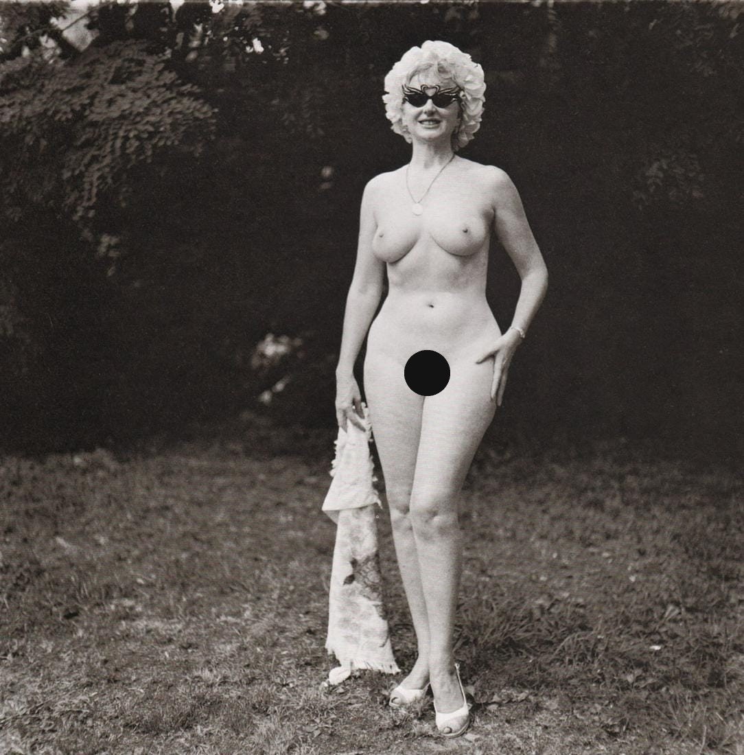 DIANE ARBUS - Nudist with Swan Sunglasses, 1965 (1 of 2)