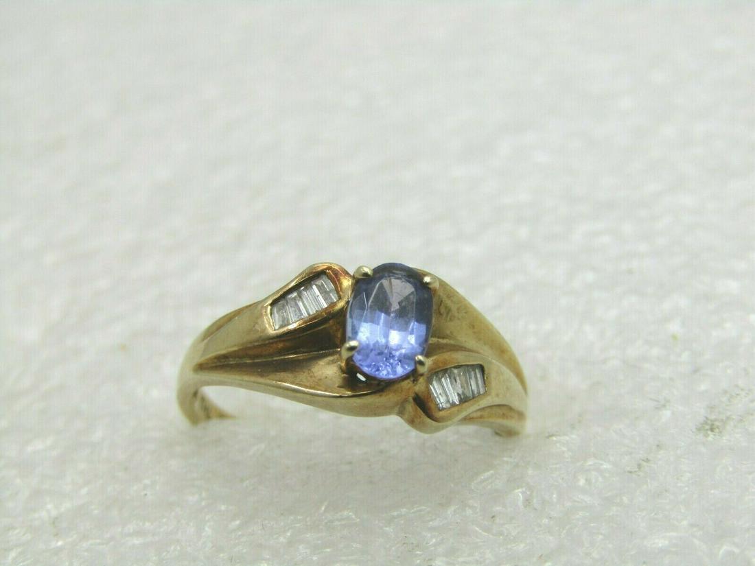 Vintage 10kt Tanzanite Diamond Ring, Sz. 7. .40 ctw, (1 of 6)