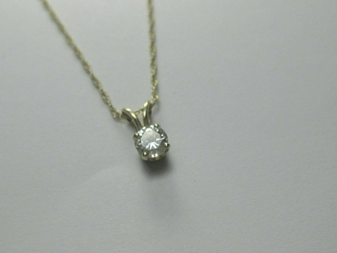 14kt Diamond Solitaire Necklace, .33 ctw, 15", 1.12 gr. (1 of 6)