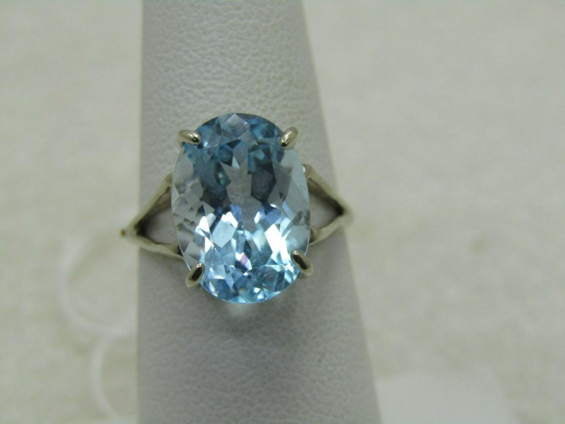 10kt Blue Topaz Statement Ring, Size 6.25, White Gold, (1 of 7)