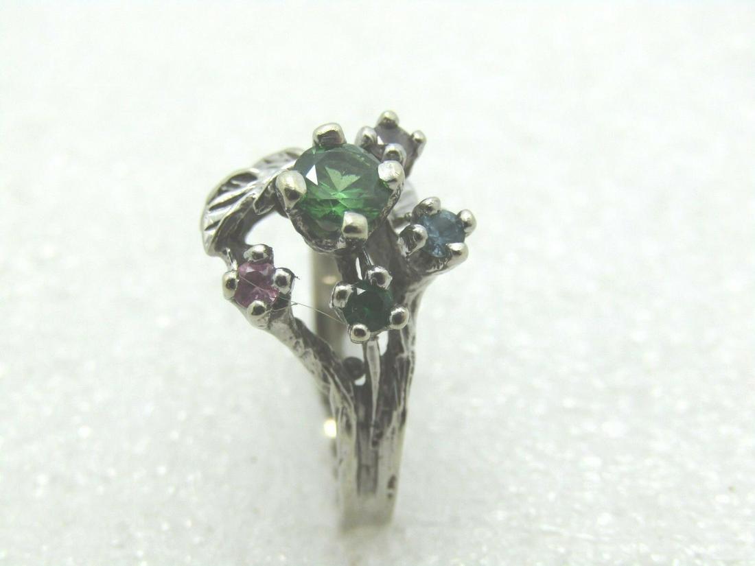 Vintage 14kt Tourmaline Topaz Ring, Floral Setting, (1 of 9)