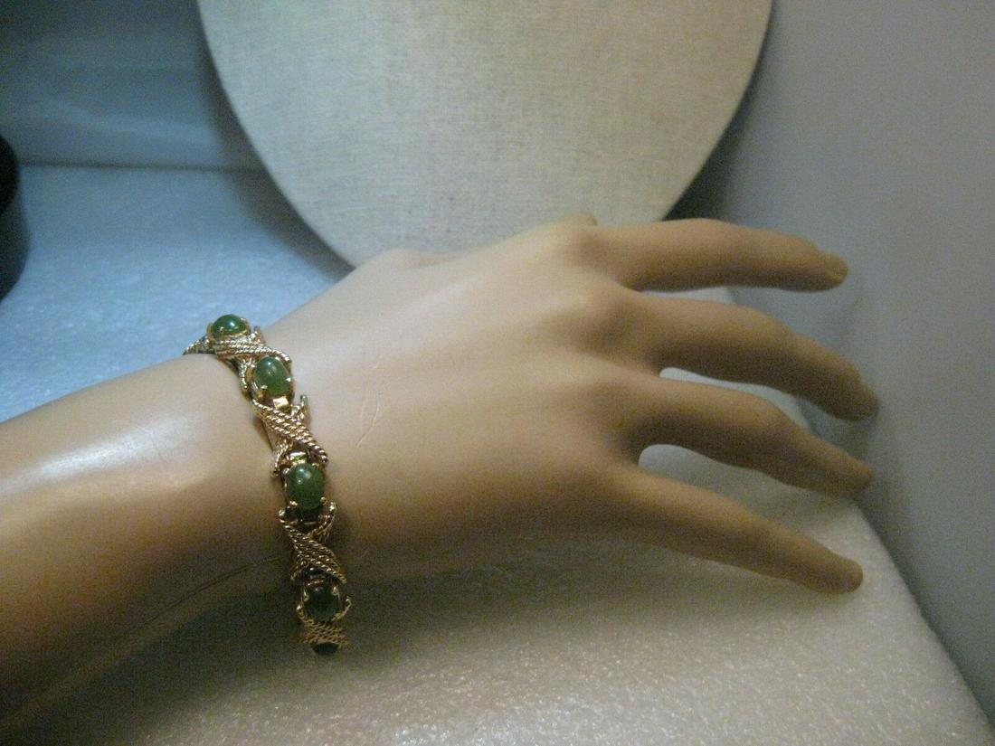 Vintage 14kt Gold Jade Bracelet, signed J.C or CJ, (1 of 10)