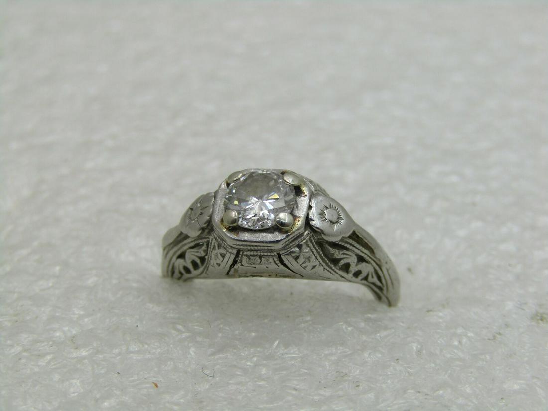Platinum Art Deco Diamond Engagement Ring, .50 ctw+, (1 of 8)