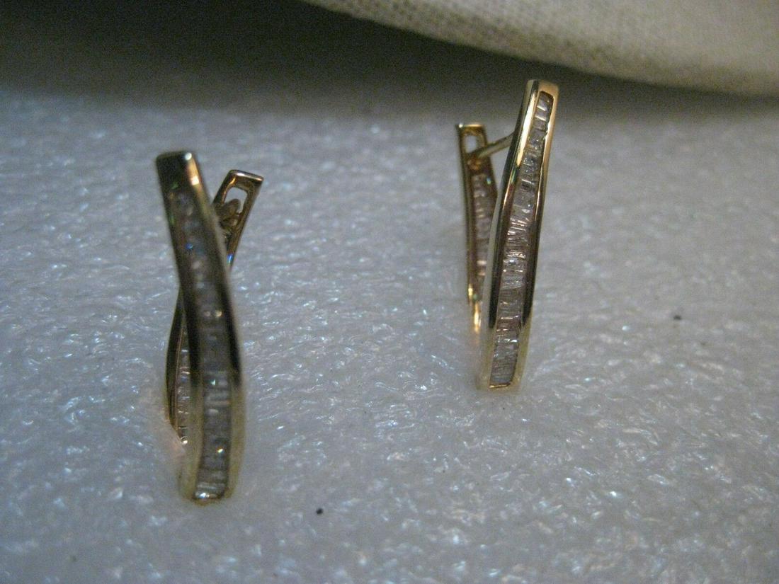 10kt Gold Diamond Inside/Outside Hoop Earrings, 1", (1 of 8)