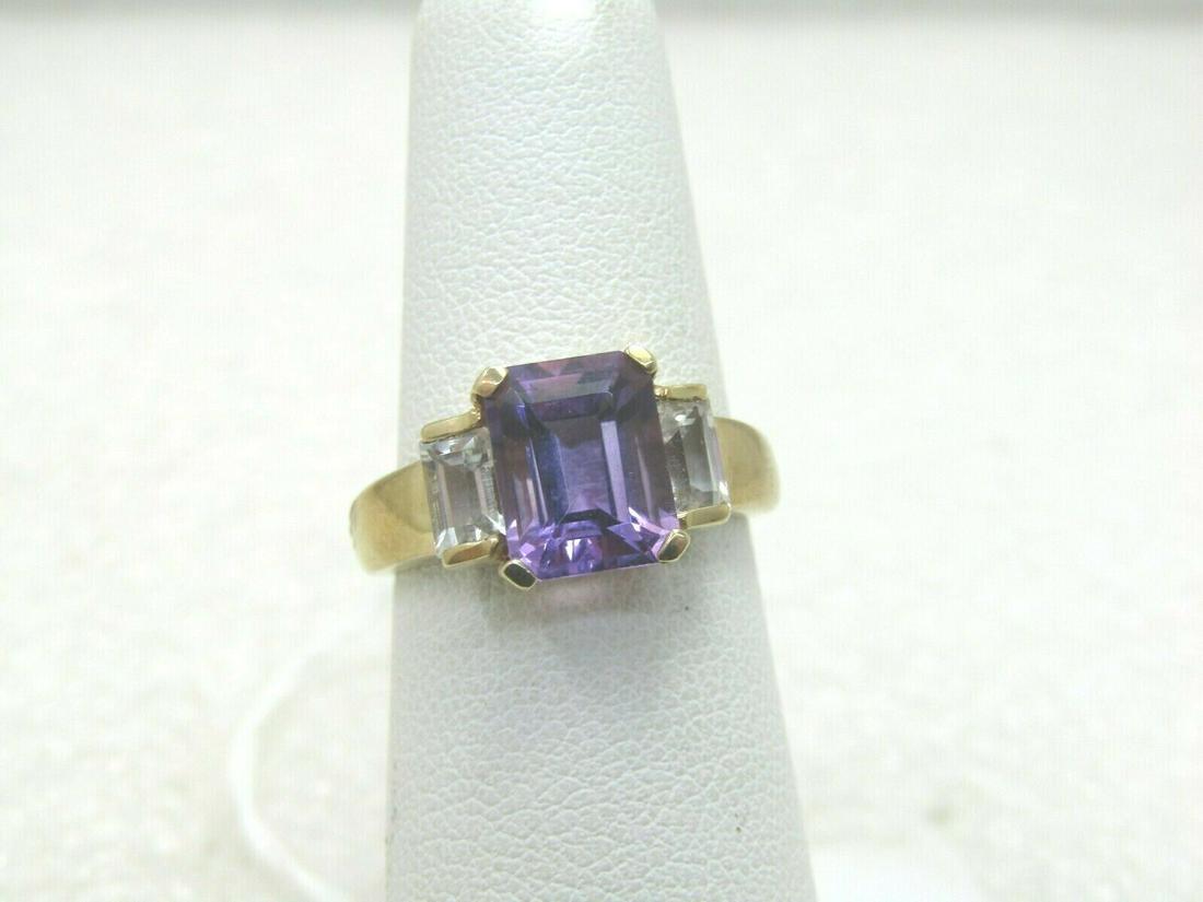 Vintage 10kt Amethyst White Topaz Ring, Sz. 6, 2.89 gr. (1 of 7)