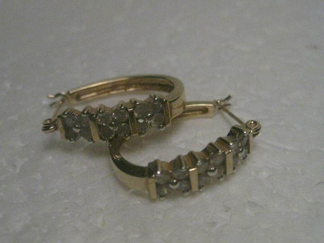 10-14kt Gold Diamond Hoop Earrings Pierced, 24 diamonds (1 of 5)