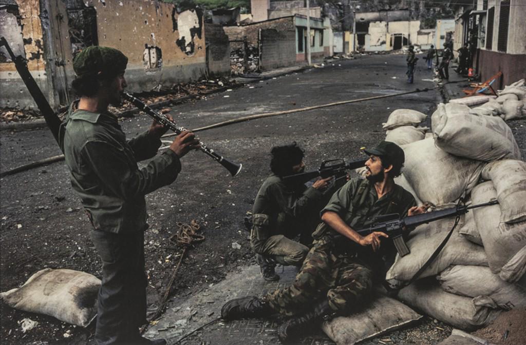 SUSAN MEISELAS - Sandinista Barricade with Music: Artist: Susan Meiselas Title: Sandinista Barricade with Music Medium: Photo Litho, 2008, Hong Kong Dimensions: 9.6x6.3" Description: Heat Wax Mounted on 11x14" Conservation Board Artist Bio: Susan Mei