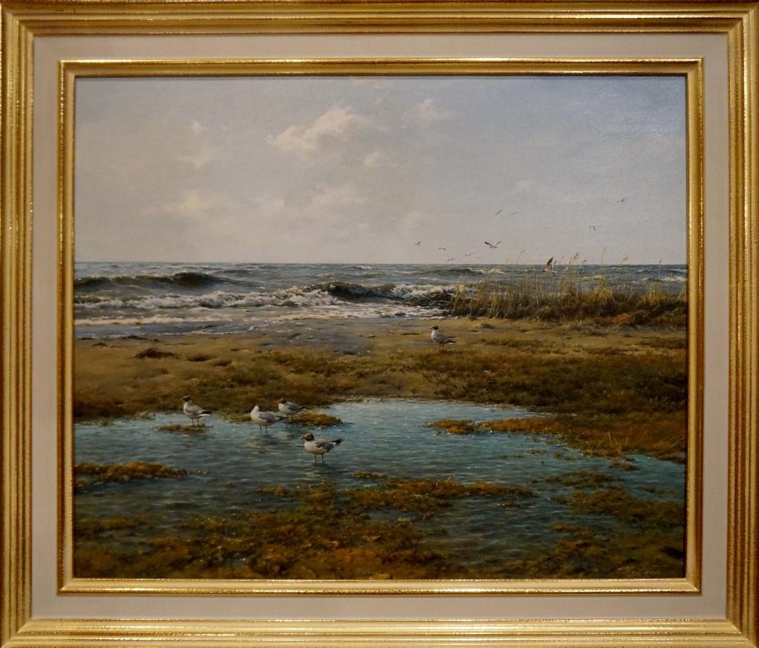 Oil painting Birds walk near the shore E. Kisselmann (1 of 8)