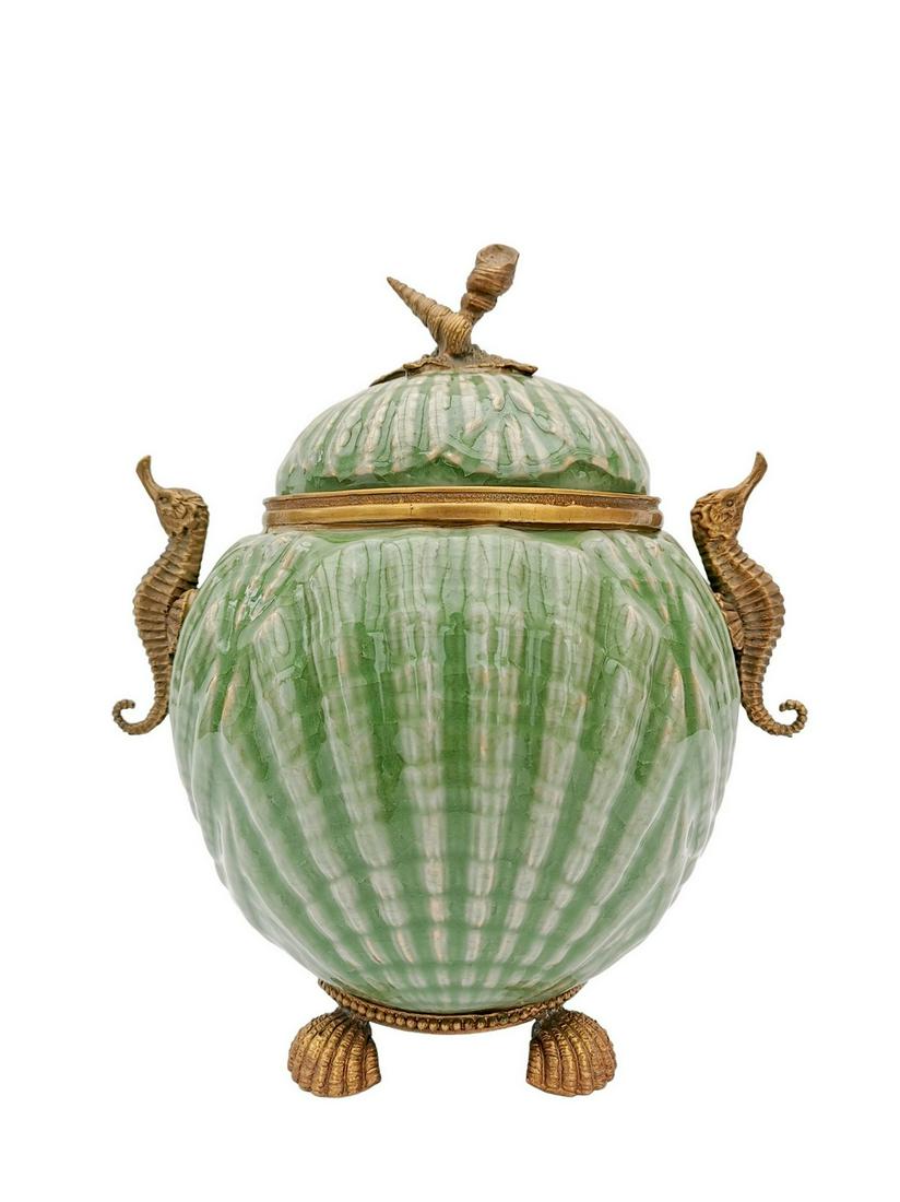 Bronze mounted lidded jar - Nautical decor - Beach (1 of 10)