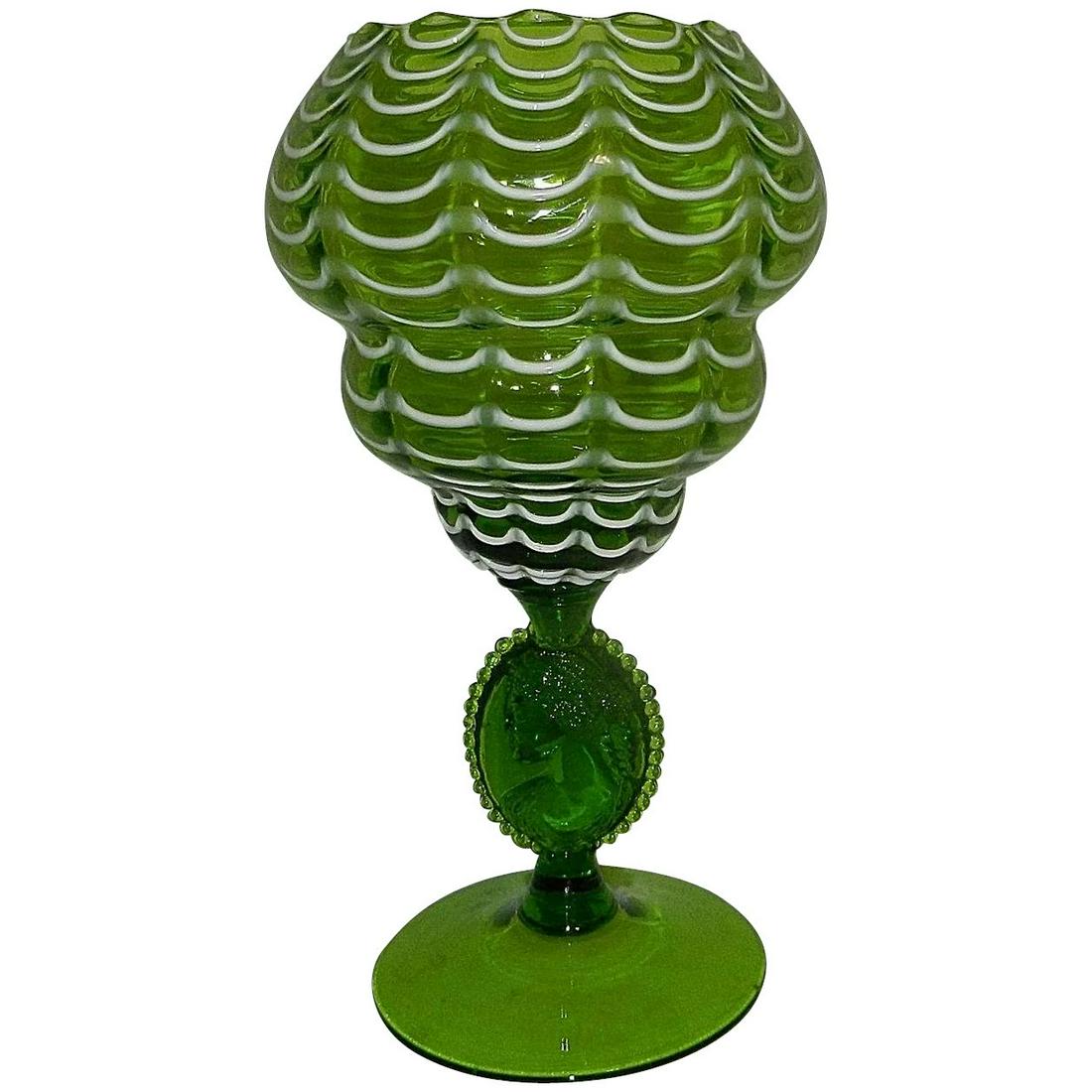 Victorian Nailsea Style Glass Compote or Vase with (1 of 8)