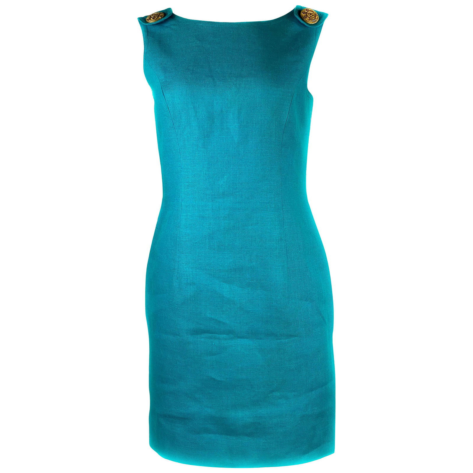 Vintage SCAASI Blue Turquoise Linen Sleeveless Mini (1 of 9)