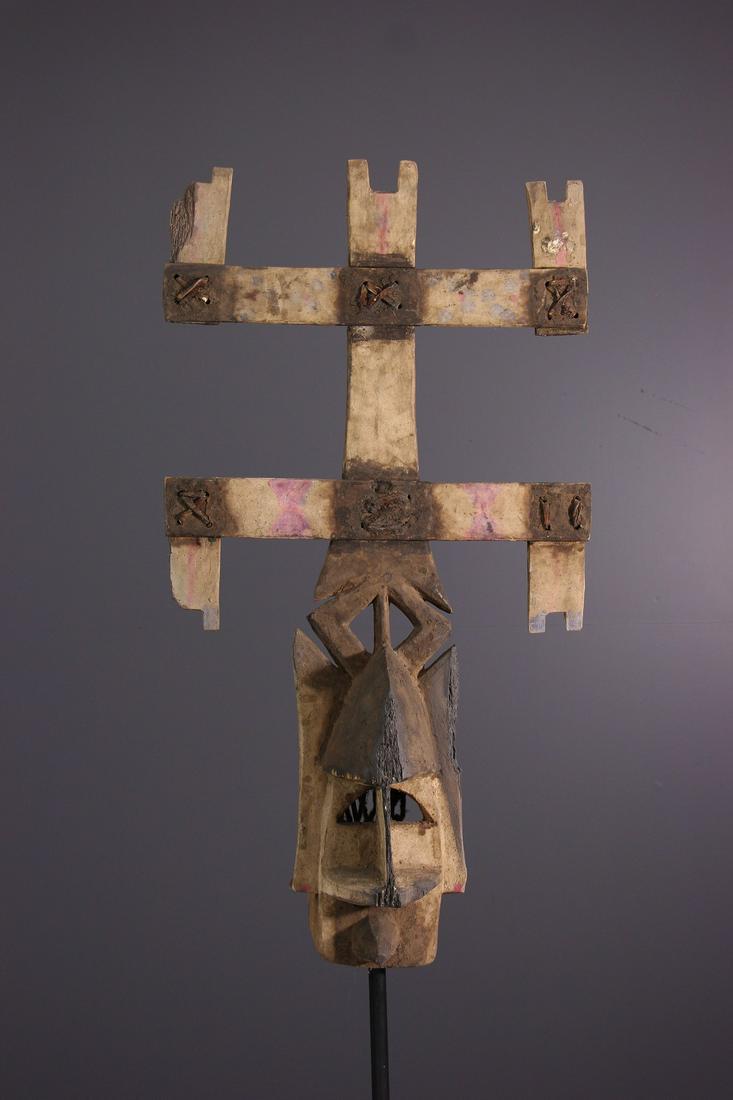 Dogon Kanaga polychrome wood mask - Mali - African Art: Title: Dogon Kanaga polychrome wood mask - Mali - African Art Tribal Art Provenance/Additional Info: African art among the Dogon In funeral rites, members of the society Awa , dance with masks on the