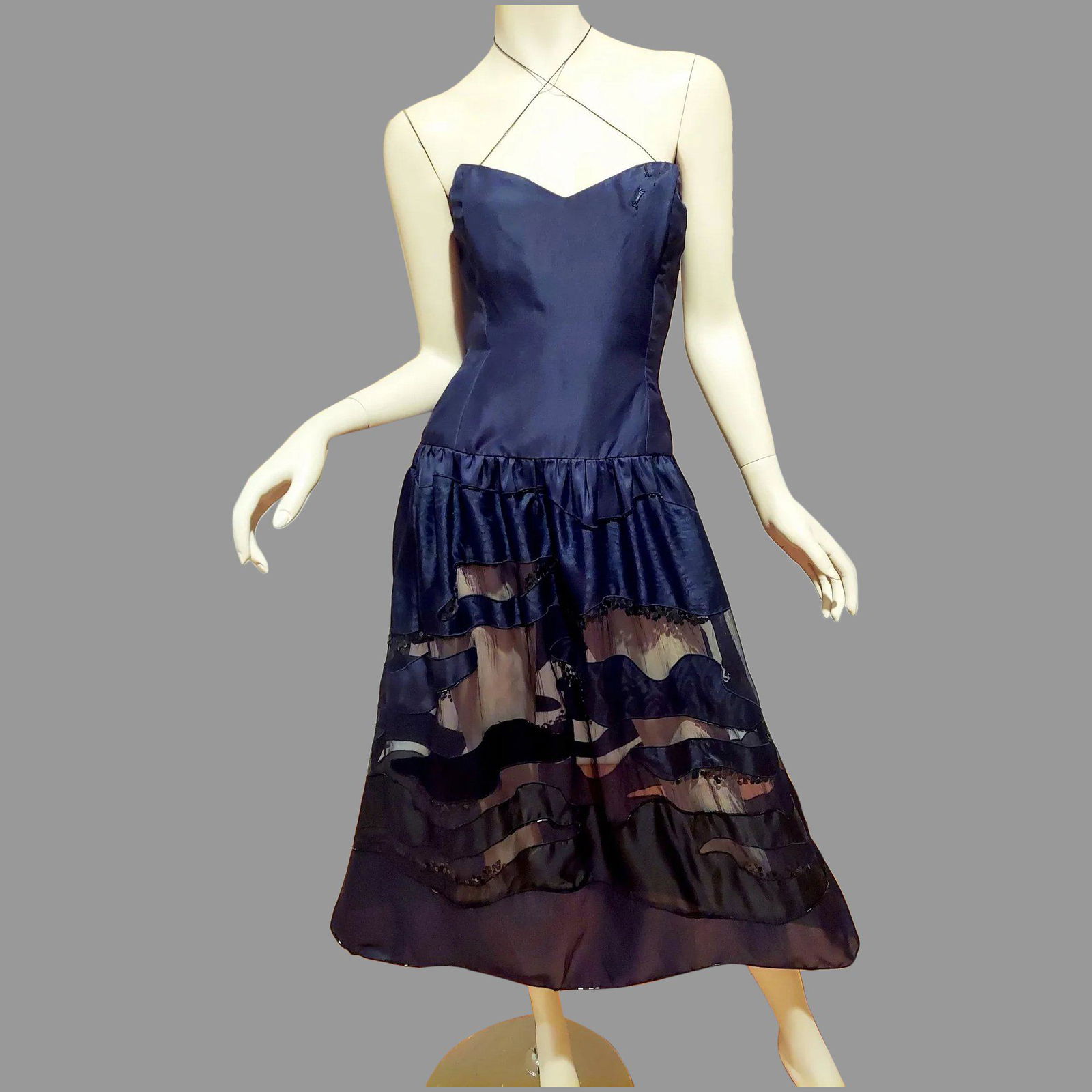 French Vtg Couture Paul Louis Orrier Evening Dress Silk (1 of 8)