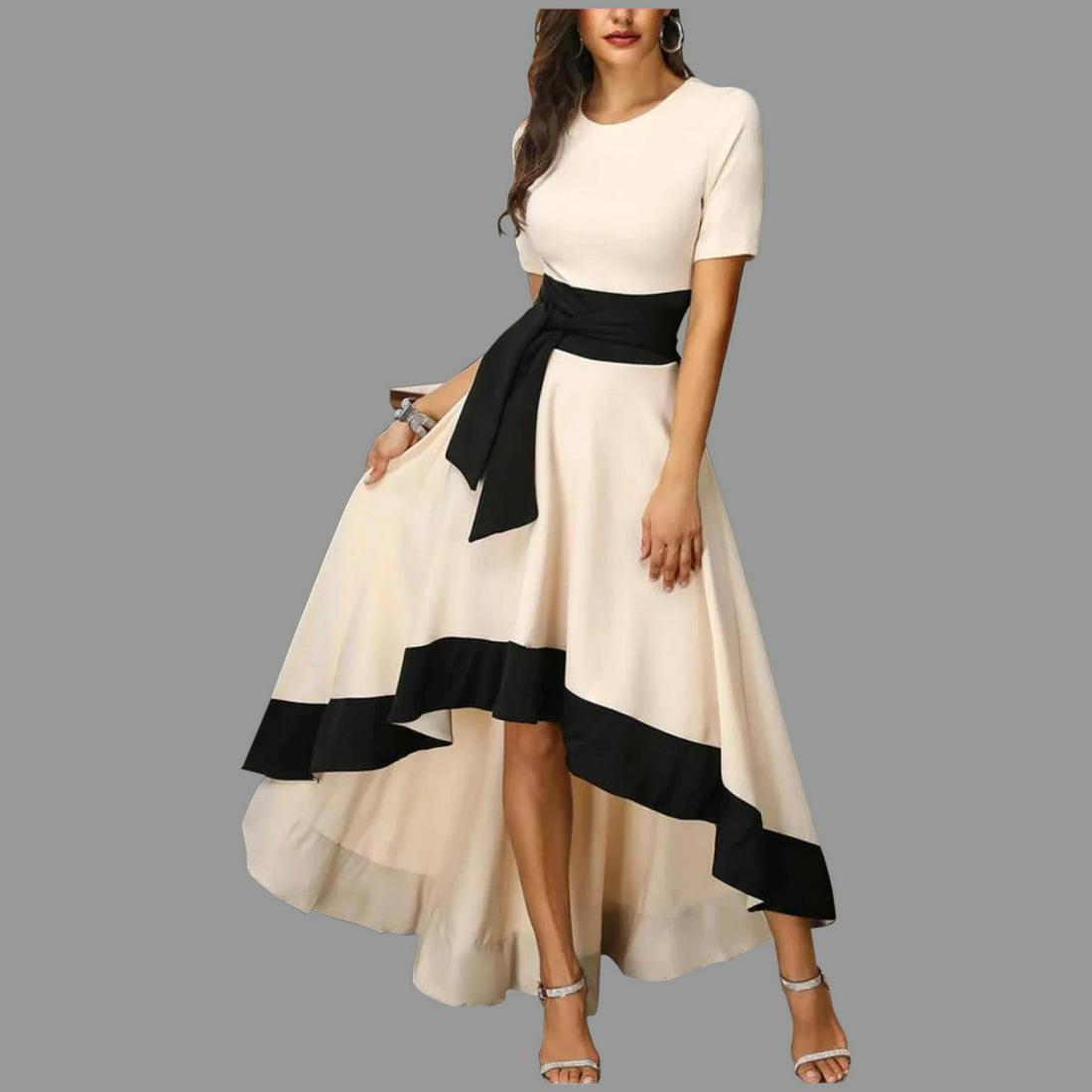 Color Block Asymmetrical Elegant Skater dress A Line (1 of 4)