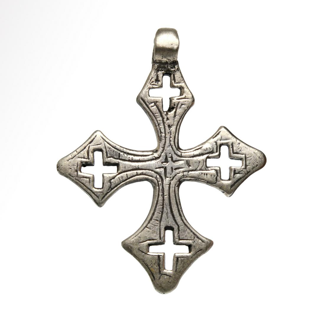 Byzantine Silver Open Work Cross, c. 8th-10th Century (1 of 6)
