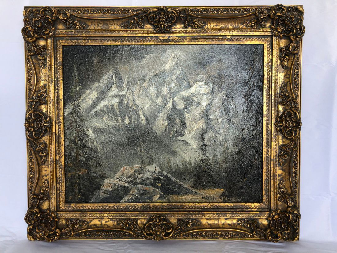 Werner Gisin Snowy Grand Teton Mountain Oil Painting (1 of 3)